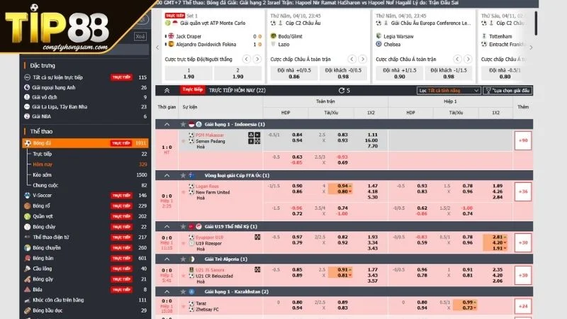 Thể Thao TIP88 - Nơi Hội Tụ Đam Mê Và Cơ Hội Thắng Lớn Nhà cung cấp thể thao TIP88 P-Sports