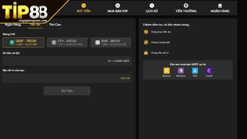 Rút Tiền TIP88 Hướng Dẫn Nhanh Chóng Cho Người Mới Rút tiền TIP88 ảo Cryptocurrency